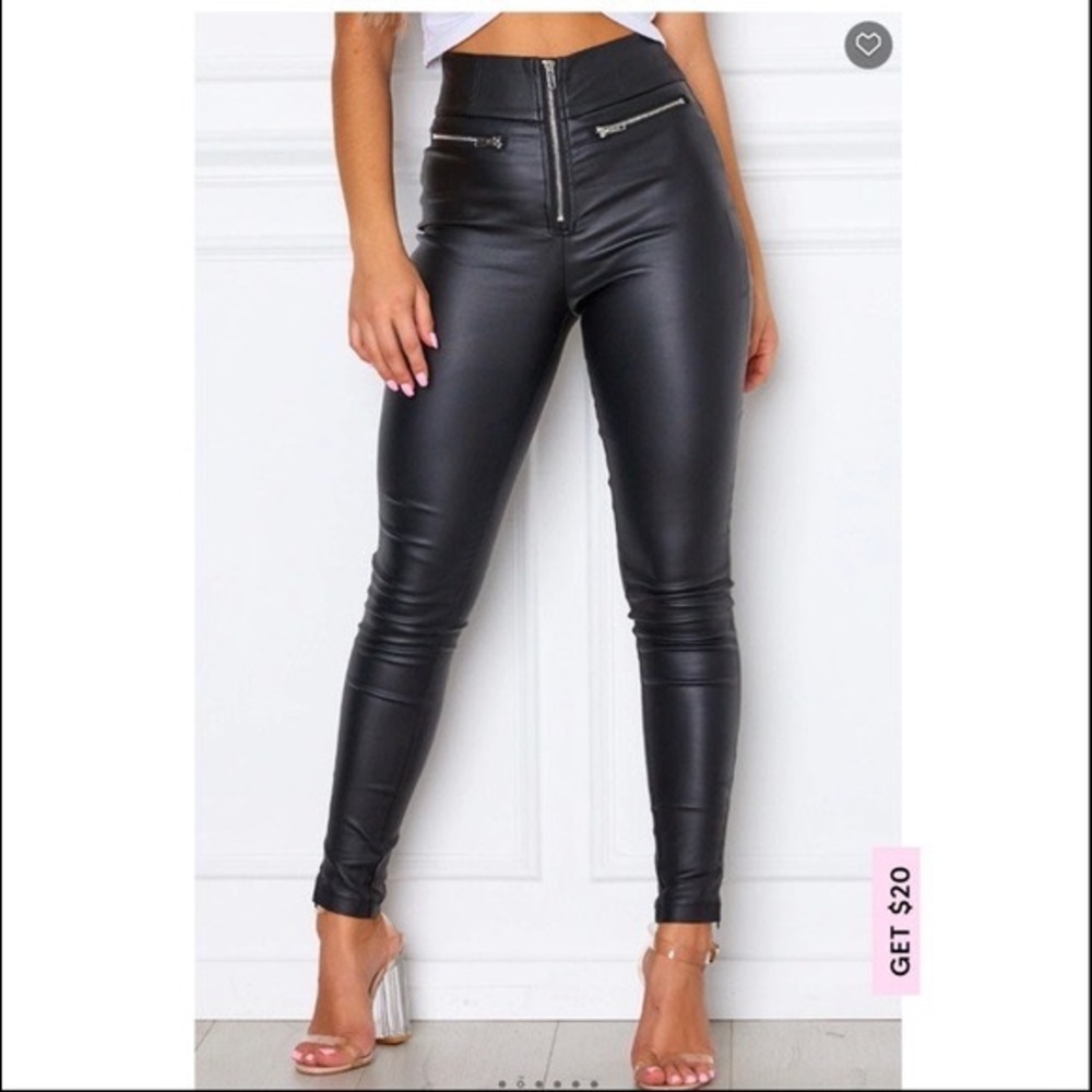 White Fox Leather Pants